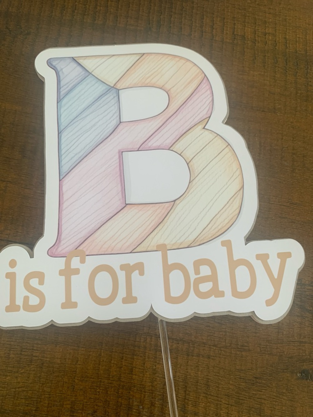 Neutral Pastel "B is for Baby" cake topper  - Pastel Pink, Blue, tan